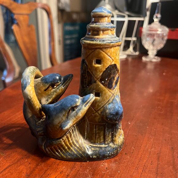 Source Unknown Other - Vintage Dolphine and Lighthouse Tea light holder Candle Holder Nautical Ocean